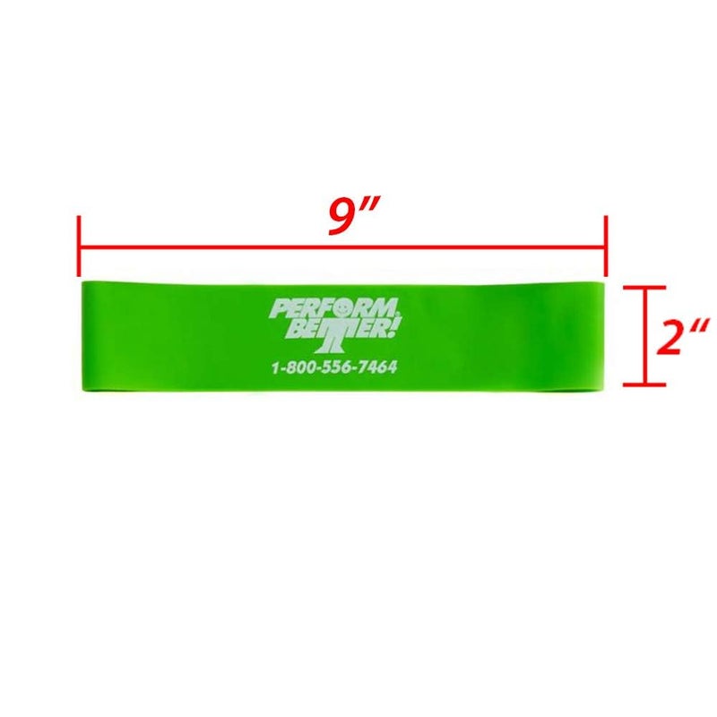 Perform Better Mini Exercise Bands 10 PCS Green Medium Resistance 9" x 2" - Image 2